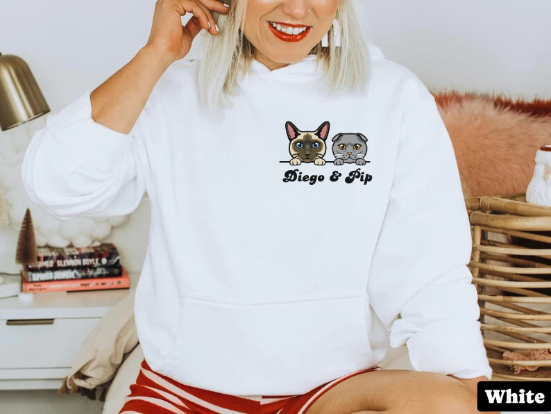 Peeking Cat Hoodie - Gepersonaliseerde kattenras & naam