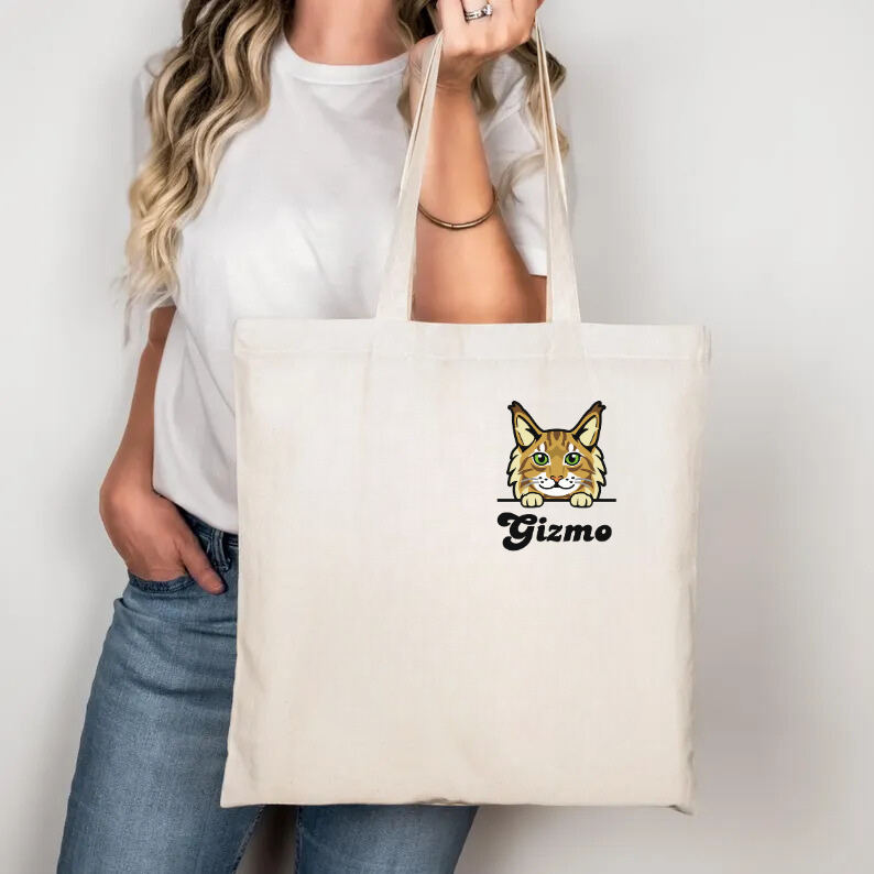 Peeking Cat Tote Bag - Gepersonaliseerde kattenras & naam