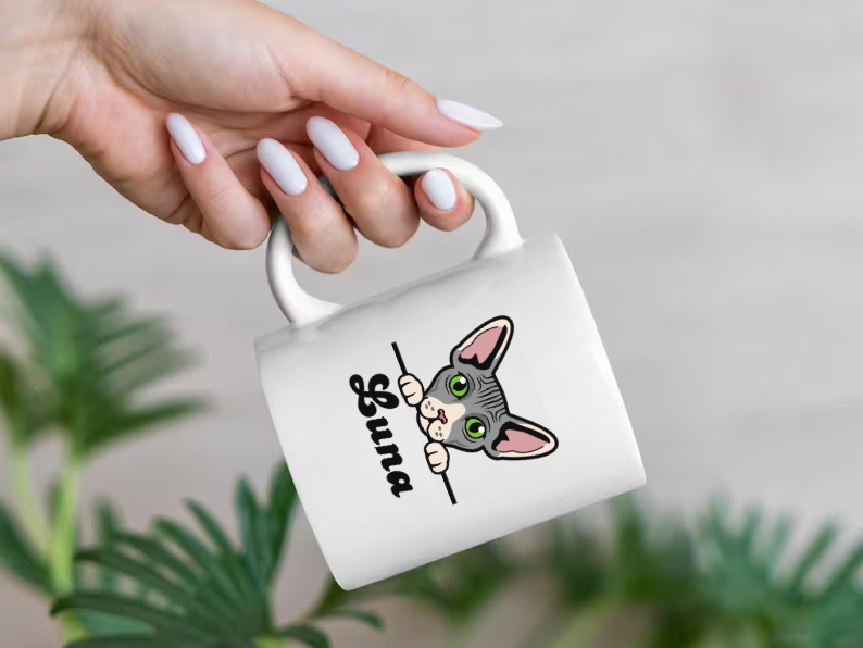 Peeking Cat Mok - Gepersonaliseerde kattenras & naam